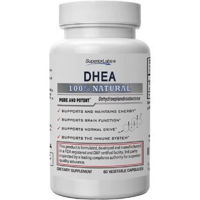 Superior Labs – Extra Strength Natural DHEA – Non-GMO 100 mg Dose, 60 Vegetable Capsules – Promotes Healthy Aging in Men & Women – Helps Restores Youthful Energy Levels