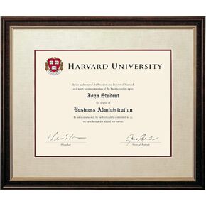 EXCELLO GLOBAL PRODUCTS Photo Document Frame: 11" x 14" with Double Mat Graduation Diploma Certificate Holder Wall Frame (Brown/Burgundy)