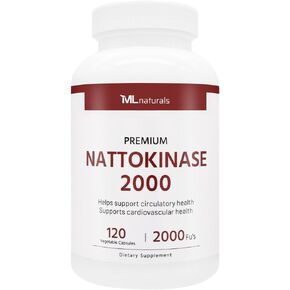 Premium Nattokinase 2000 Fu's (per Capsule) 120 Vegetable Capsules, Helps Support Circulatory Health. Non-GMO.