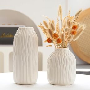 Ceramic Black Vases Home Decor, Modern Vases for Dried Flowers Pampas Grass, Large Matt Vases for Decor Living Room Tables, 9 inch