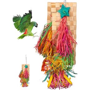 Bird Shredding Toys, 5PCS Parrot Chewing Toys Natural Corn Cob, Colorful Bamboo Bird Foraging Toys for Small Medium Parrots Parakeets, Conures, Cockatiel, Lovebirds