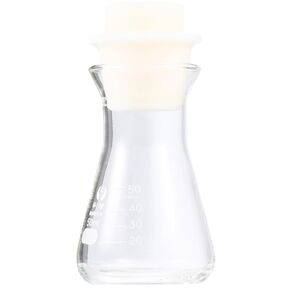 Glass 50ml Heavy Wall Narrow Mouth Erlenmeyer Flasks with Heavy Duty Rim and Rubber Stopper