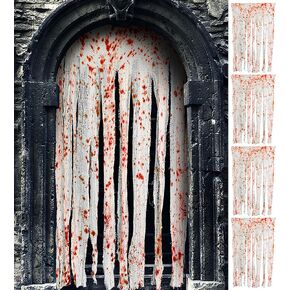 RunNico 4pcs Halloween Doorway Curtain - 65" x 39" Bloody Creepy Cloth Decoration for Halloween Haunted House Horror Theme Party