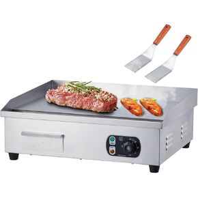 3000W 29" Electric Countertop Flat Top Griddle Grill Commercial Restaurant Teppanyaki Grill Stainless Steel Tabletop Flat Top Grill Machine with Adjustable Thermostatic Control,110V