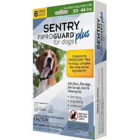 SENTRY PET CARE SENTRY Fiproguard Plus for Dogs, Flea and Tick Prevention for Dogs (23-44 Pounds), Includes 6 Month Supply of Topical Flea Treatments