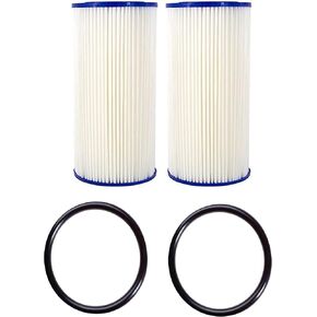 CFS - 2 Pack Pleated High Flow Water Filter Cartridges And 2 O-Rings Compatible with AO-WH-PREL-RP, HDX HDX4PF4 Models - Remove Bad Taste & Odor – Whole House Replacement Water Filter Cartridge