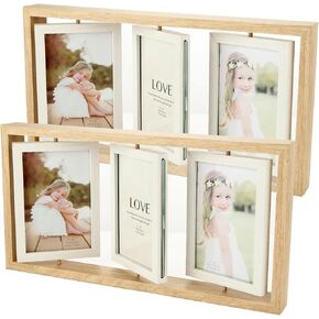2PCS Rotating Picture Frame 4x6 Inch, Double Sided Picture Frames Display 6 Photos Desk Picture Frames for Office Desk & Home Tabletop