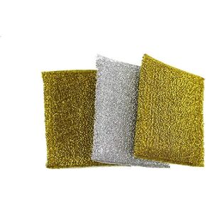 6 Pack Non-Scratch Scrub Sponges Pads, Cleaning Scrub Sponge, Dish Wash Sponge, Kitchen Sponge, Multi-Use Heavy Duty Scrub Sponge - 3 Pieces Silver & 3 Pieces Gold
