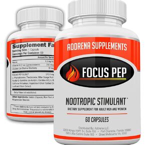Focus Pep- Over The Counter Stimulants to Speed Up Naturally | Study Alternative and Best Energy Supplements for Nootropic Brain Boosting, 60 Pills