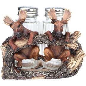Moose Themed Salt and Pepper Shakers Set, Rustic Cabin Kitchen Accessory, Unique Keepsake Gift for Nature Lovers, 4.5 x 3.3 x 3.5 Inches