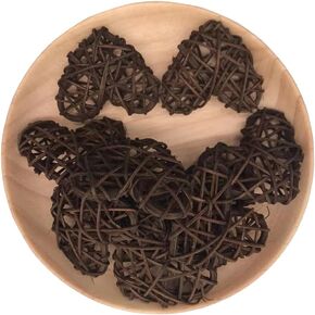2 Inch 50mm Heart Rattan Ball Sepakraga Vase Filler Ball Craft Photo Shooting Props for Garden Home Decor Ornament Wedding Birthday Valentine's Day Baby Shower (Black 5cm 20pcs)