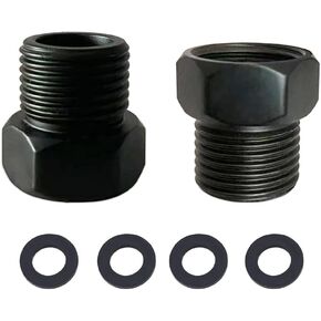 Black Brass Pipe Fittings, Shower Extension Connector,1/2" NPT Male to G1/2 Female Adapter, Shower Head Coupling,Matte Black Finish (2 Pcs)