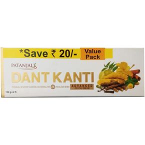 Patanjali Dant Kanti Advanced Dental Cream, 100g / 3.38 fl oz x 2N Combo