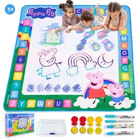 Kids Toys Water Doodle Mat - Peppa Pig 39.37 X 39.30 Inches Reusable Large Painting Writing Color Doodle Mat Drawing Board, Toddler Educational Toys for Age 3 and Up Year Old Girls & Boys