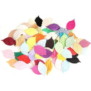 HEEPDD Artificial Leaves, 100pcs Assorted Color Fake Plants Fabric Leaves Cloth Sticker for DIY Craft Project Wedding Party Decoration(Random Mixing Color)