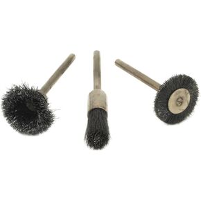 Forney 60241 Wire Bristle Brush Set, 1/8-Inch Shank, 3-Piece