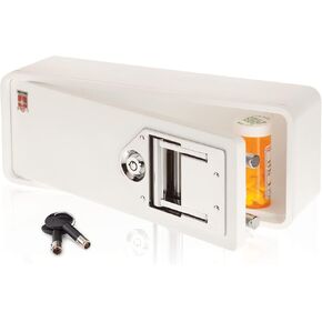Medicine Safe-Barrel Key Lockbox, White