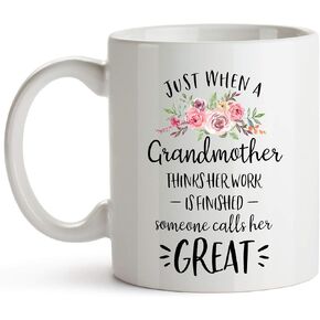 YouNique Designs Great Grandma Announcement Mug, 11 Ounces, Pregnancy Announcement Great Grandparents Great Grandma Gifts (Black Handle)