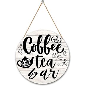 ديكور لافتة مقهى Hinnovy - لوحة فنية جدارية خشبية دائرية مقاس 11.8 سم - تعليق جدار على طراز المزرعة للمنزل والمطبخ ومحطة القهوة - ديكور القهوة لمحبي القهوة in Kuwait
