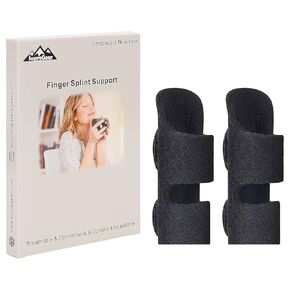 supregear Finger Splint Support, 2 Pack Adjustable Reusable Trigger Finger Splint Finger Brace with Removable Aluminum Bar for Index/Middle/Ring/Pinky Finger (Black)