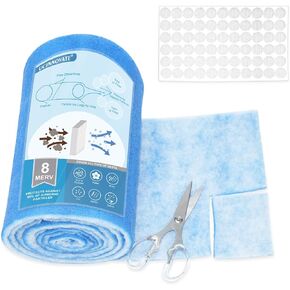 ucinnovate merv 8 مرشحات تنفيس الهواء الكهروستاتيكية (50 + مرشحات)، 12 × 140 بوصة مقطوعة لتناسب حجم مرشحات تهوية الأرضية، فتحات فرن التدفئة والتهوية وتكييف الهواء على الحائط، سجلات الأرضية، السقف، rv، التيار المتردد، الشوايات، 66 قطعة خطافات لاصقة