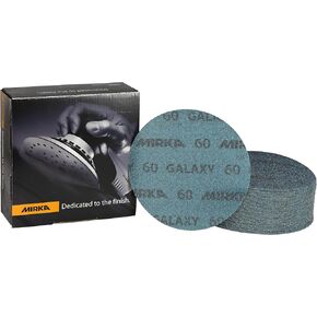 Mirka GalaxySandpaper 6 inch (150mm) - Grit 60, 50 Discs/Pack - Hook & Loop - Premium Abrasive for Epoxy Resin, Wood, Metal - Non-Clogging, Self-Sharpening Technology - Ideal for Power Sanders