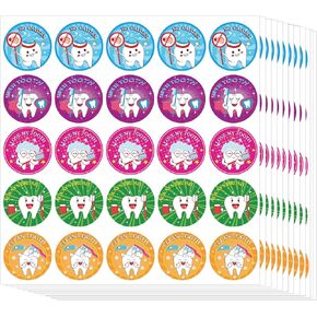 300 Pcs Tooth Stickers Funny Teeth Sticker Tooth Shaped Dental Stickers for Kids Classroom Party Prizes Car Office Wall Laptop Windows, 5 x 5 cm, 5 Designs