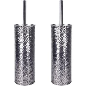 مجموعة فرش المرحاض هوم بيزكس باللون الفضي المطروق، 2 قطعة، من الفولاذ المقاوم للصدأ in Kuwait