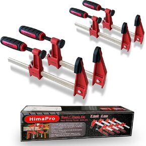 HimaPro 12 Inch Bar Clamp Set, 4 Pack 600 lbs Load Limit Medium Duty Quick Release Steel F Clamp, Ideal for Woodworking, Metalworking, and DIY Projects