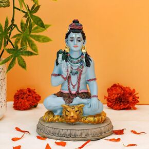 BangBangDa Hindu God Lord Shiva Statue - 5.7"H Indian Murti Shiva Idol for Home Office Temple Mandir Prayer Room Pooja Item Birthday Diwali Housewarming Gifts for Indian People