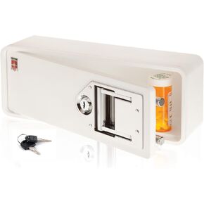 Medicine Safe-Barrel Key Lockbox, White