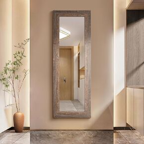 Full Length Mirror 61"x22" Floor Mirror Full Body Mirror Vintage Solid Wood Frame Large Wall Mounted Mirror Long Hanging or Leaning Against Wall Dressing Mirror for Bedroom Bathroom Living Room