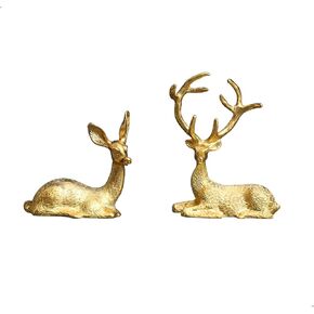 Golden Home Decor Deer Figurines,Small Animal Statue Handmade Sculpture Ornament