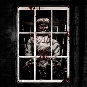 1 Pcs Halloween Curtains Scary Halloween Window Silhouette Decorations Spooky Halloween Ghost Window Cover Decor Theme Window for Halloween Indoor Outdoor Decorations Party Wall Door Decor