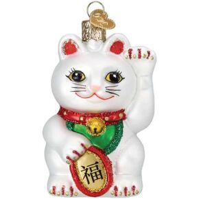 Old World Christmas Lucky Cat Glass Hanging Ornament