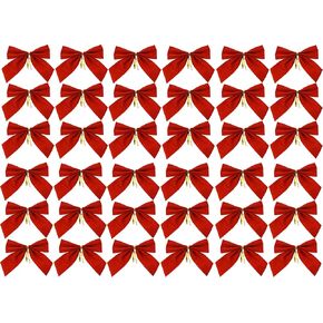 Black Duck Brand Set of 36 Mini Red Velvet 3.5" X 3.5" Festive Red Holiday Christmas Bows - Perfect as Tree Ornaments - Tree Filler - Decorative Ornaments - Perfect for Preparing for The Holidays!