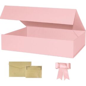 YINUOYOUJIA Gift Boxes 13.8x10.5x3 Inch,Large Gift Box with Lids,Ribbon and Card,Blue Collapsible Shirt Boxes,Wrapping Gifts for Scarves,Gloves,Jewelry,Candy,Baby Clothes.