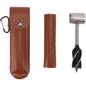 , Settlers Survival Tools Bushcraft Hand Auger Wrench, Scotch Eye Wood Auger Drill Peg and Manual Hole Maker Multitool with Leather Case for Outdoor Camping Backpacking Bushcraft