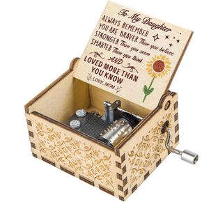 Beauty and The Beast Music Box, Valentine Christmas Birthday Anniversary Wooden Gift for Wife Girlfriend Husband Boyfriend Girl Hand Crank Present