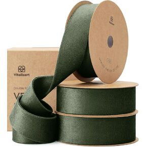 Vitalizart Dusty Blue Velvet Ribbon Set 1 Inch Double Faced for Christmas Ornaments Gift Wrapping 15 Yards Wreath Decoration Bows Making Holiday Crafts