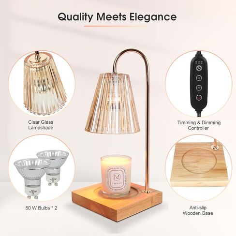 Candle Warmer Lamp - Candle Warmer Lamp for Jar Candles, Candle Lamp Warmer with Timer Dimmer, Lamp Candle Warmer Electric for Room Decor Aesthetic, Home Decor, Bedroom Decor (2 Bulbs) in Kuwait