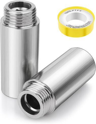 ذراع تمديد رأس الدش من cobee، قطعتان من الفولاذ المقاوم للصدأ بطول 50 مم 1/2 G1 ذكر إلى 1/2 G1 أنثى مخفض الخيط موصل محول مستقيم مع شريط أنابيب سباكين لأنابيب رأس الدش الثابتة in Saudi Arabia