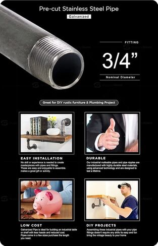 QDHM3436 36" Long Pre-Cut Galvanized Pipe with 3/4" Nominal Size Diameter in Saudi Arabia