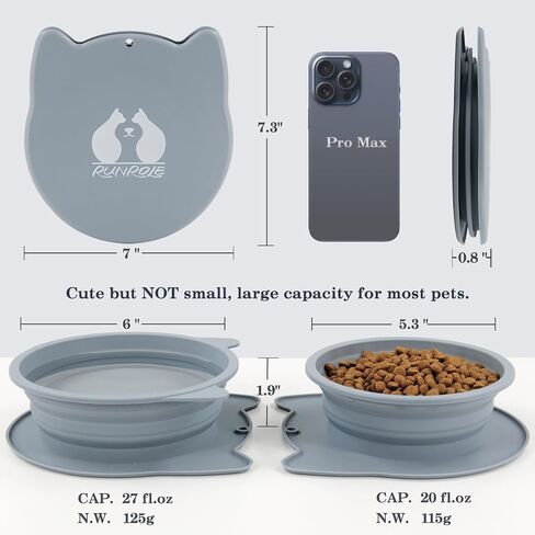 2-in-1 Collapsible Silicone Dog Travel Bowls, Slot Together and Use Separately, Portable Pet Food Water Bowls, Foldable Cat Feeding Watering Dishes, 20OZ+27OZ(Purple) in Kuwait
