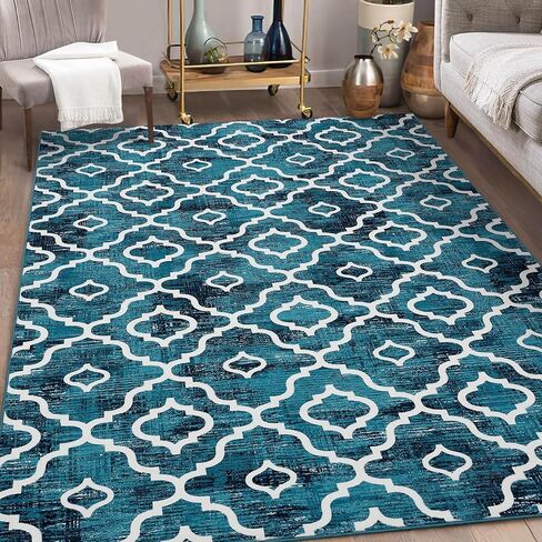 سجاد منطقة WESTLOOM مقاس 4 × 6، سجادة حديثة قابلة للغسل، سجاد غرفة المعيشة هندسية، سجاد غرفة نوم غير قابل للانزلاق، سجادة غرفة الطعام الهندسية، سجادة مغربية منخفضة الوبر، سجاد منطقة المطبخ الكبيرة، 4 × 6 in Kuwait
