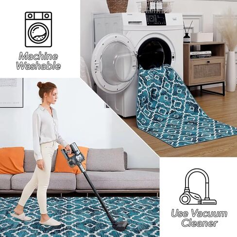 سجاد منطقة WESTLOOM مقاس 4 × 6، سجادة حديثة قابلة للغسل، سجاد غرفة المعيشة هندسية، سجاد غرفة نوم غير قابل للانزلاق، سجادة غرفة الطعام الهندسية، سجادة مغربية منخفضة الوبر، سجاد منطقة المطبخ الكبيرة، 4 × 6 in Kuwait