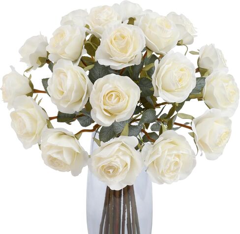 Nubry Artificial Vintage Silk Rose Flower Bouquet 10pcs Fake Roses Long Stem Artificial Roses for Home Kitchen Wendding Decorations in Saudi Arabia