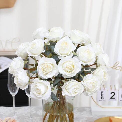 Nubry Artificial Vintage Silk Rose Flower Bouquet 10pcs Fake Roses Long Stem Artificial Roses for Home Kitchen Wendding Decorations in Saudi Arabia