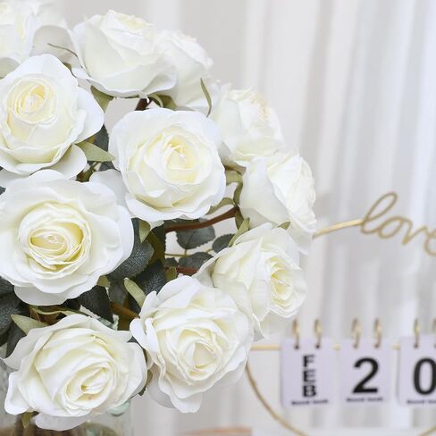 Nubry Artificial Vintage Silk Rose Flower Bouquet 10pcs Fake Roses Long Stem Artificial Roses for Home Kitchen Wendding Decorations in Saudi Arabia
