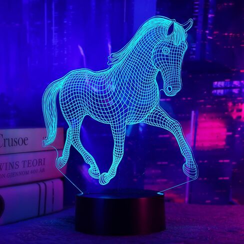 OkiyiD Horse Gifts for Girls, 3D Illusion Lamp, 3D Horse Night Light with 16 Colors Remote and Touch Control, Horses Decor for Kids Room, Girls Birthday Gifts in Saudi Arabia